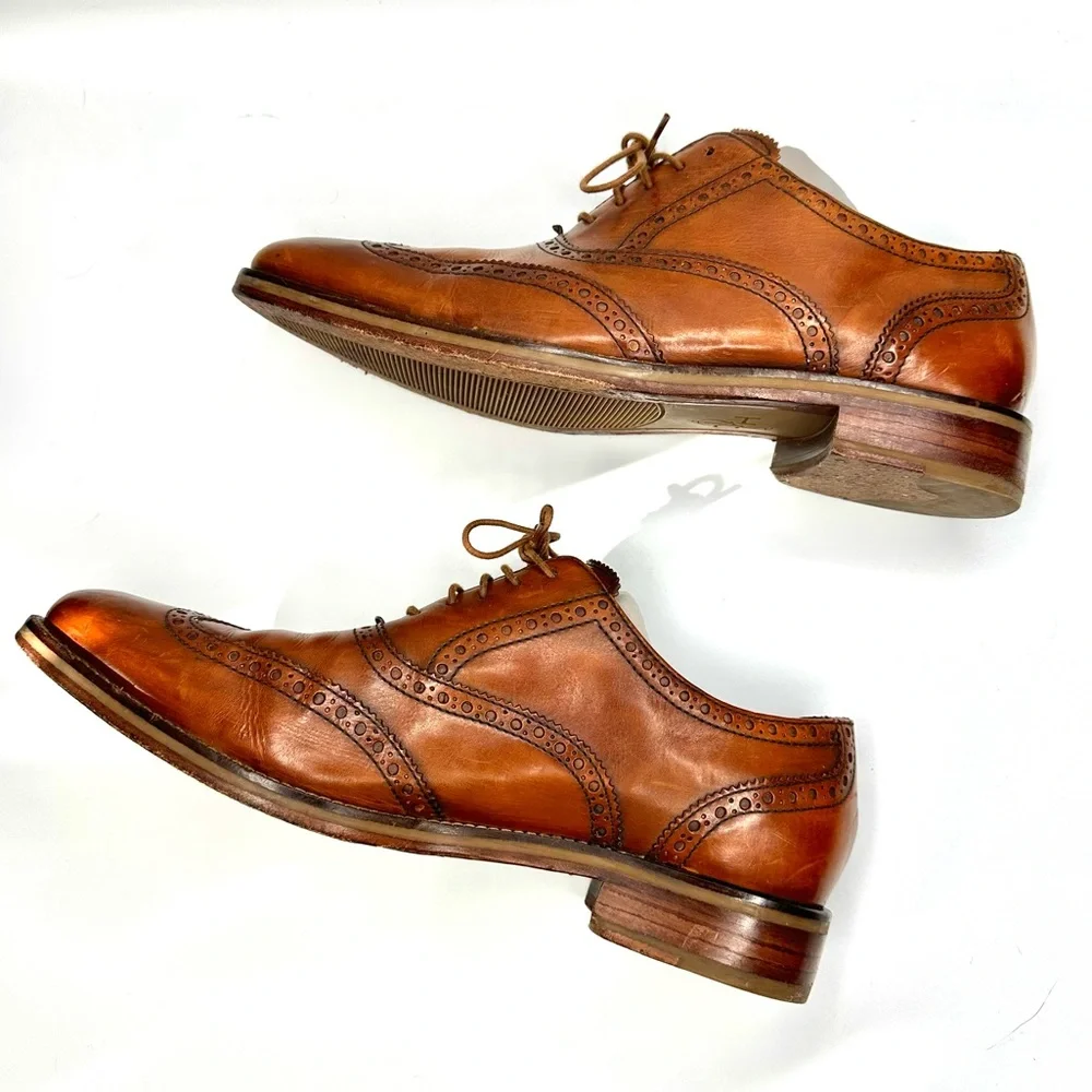 Cole Haan X Nike Air Madison British Tan Leather Wingtip Oxfords Size 8.5